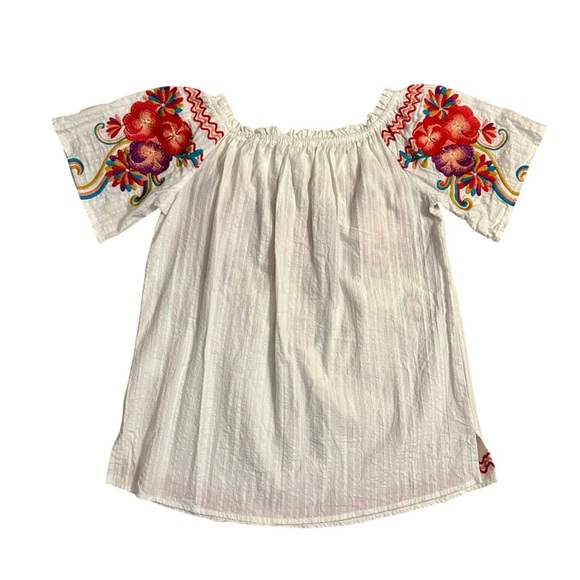 Savanna Jane Off Shoulder Floral Embroidered Top Sz S Cotton Short Sleeve Blouse - Picture 5 of 8